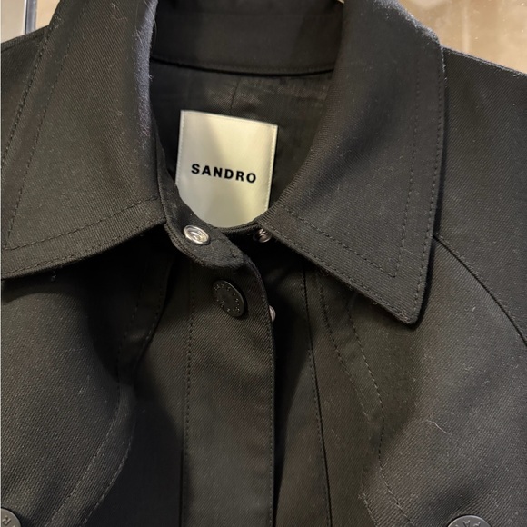 Sandro Black Pleated Trench Coat - Picture 7 of 10